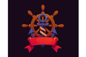 Heraldic pirate ship anchor, an Object Illustration by Vector Tradition