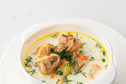 Salmon fish soup, a Food & Drink Photo by Pandateam