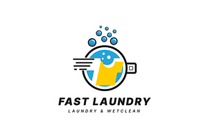 Laundry Logo and Washing Machine, a Branding & Logo Template by hekenostudio