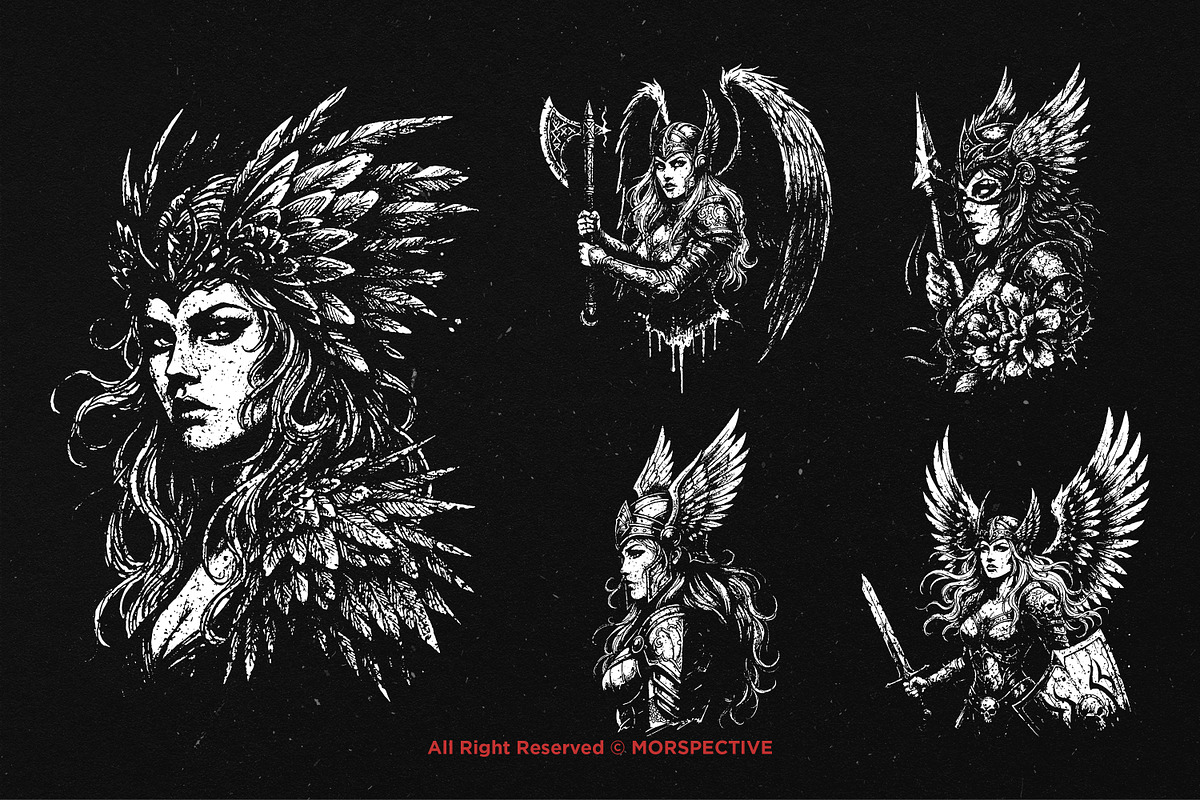 10 Bundle Dark Art Valkyrie Knight, an Illustration by Morspective (Photo 3 of 7)