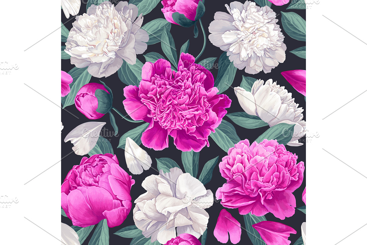 Peonies Seamless Pattern, a Pattern Graphic by MarynaPetrovska (Photo 3 of 15)