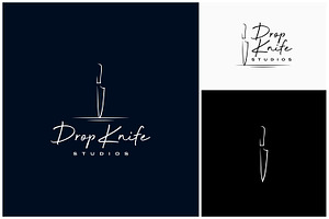 Chef Knife Line Art Restaurant Logo, a Branding & Logo Template by Enola99d