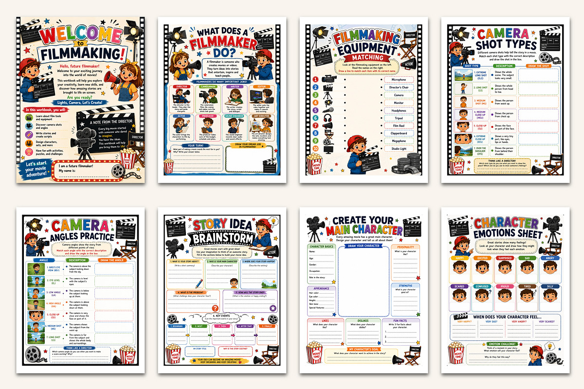 Filmmaking Workbook for Kids, a Stationery Template by Designmela01 (Photo 2 of 5)