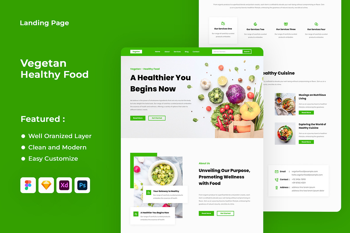 Vegetan - Healthy Food Landing Page, a Websites & App Template by ENATIVE (Photo 1 of 4)