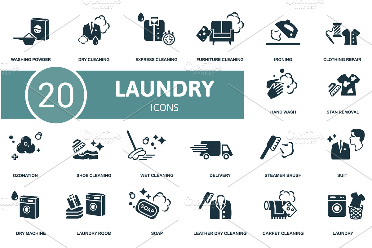 Laundry icon set. Contains editable, an Object Illustration by Aimagenarium@gmail.com