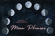 Watercolor Set Moon Phases, a Texture Illustration by paperlions (Thumbnail 3 of 5)