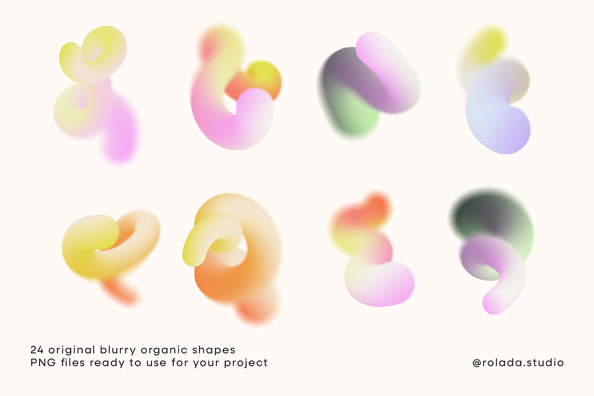 Blurry Swirls – 24 Gradient Shapes, an Object Graphic by rolada.studio (Photo 2 of 4)
