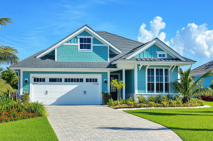 Beautiful Teal Beach House with Whit, a Background Photo by Pixeness