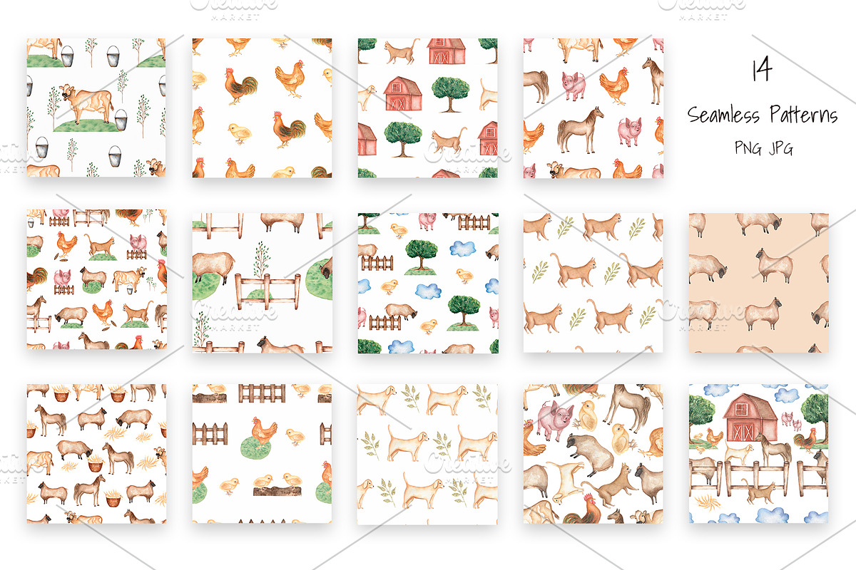 Watercolor Farm life, an Animal Illustration by MayaNavits (Photo 6 of 10)