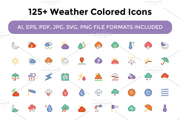 125 Weather Colored Icons