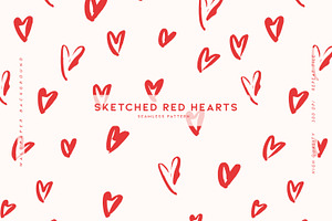 Sketched Red Hearts