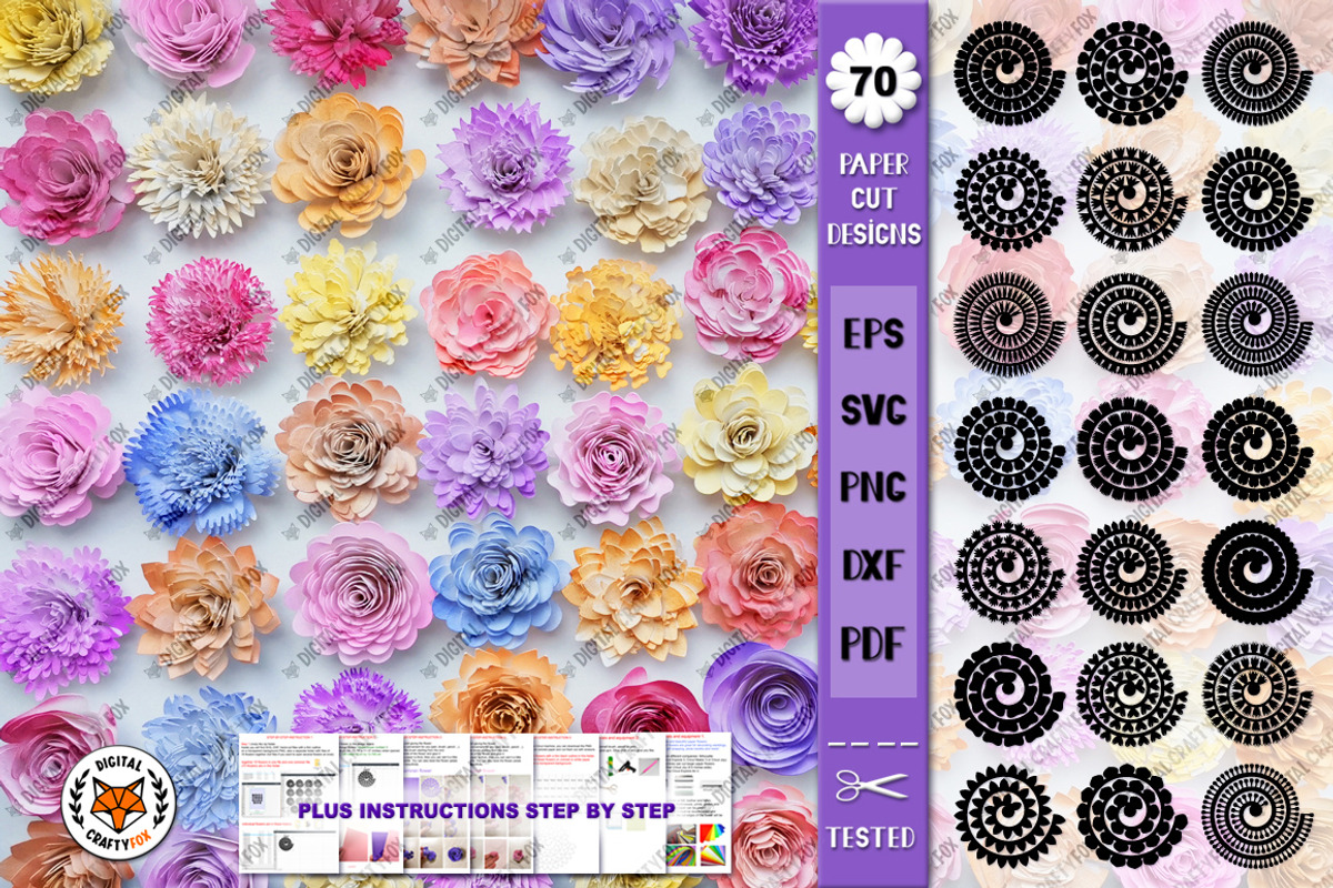 3D Rolled Paper Flowers SVG, a Graphic by Digital_Craftyfox (Photo 1 of 11)