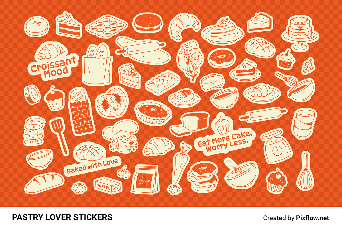 Pastry Lover Stickers, a Solid Icon by Pixflow (Photo 4 of 6)