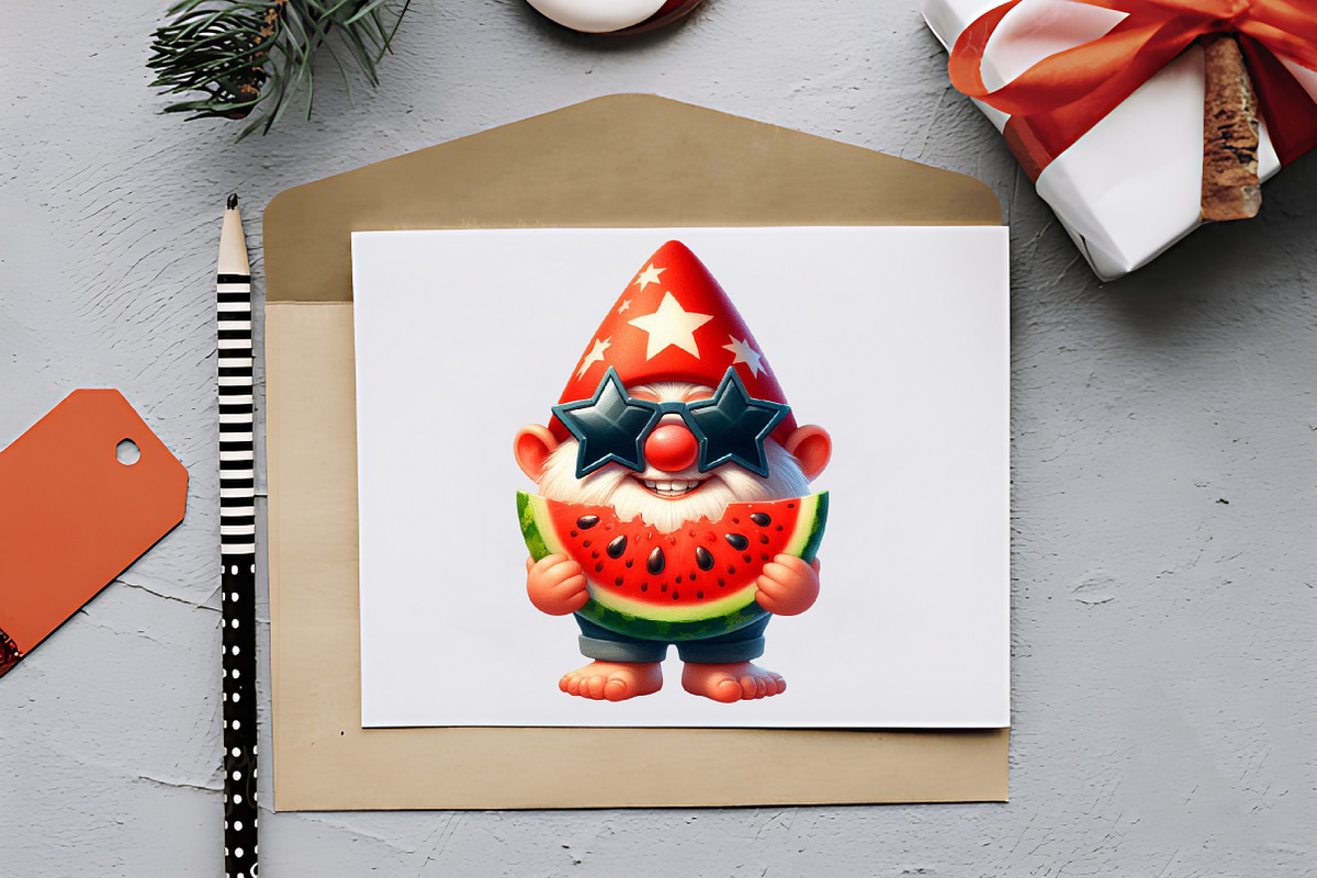 4th Of July Cute Funny Gnome Clipart, a Seasonal Illustration by RobertsArt (Photo 2 of 7)