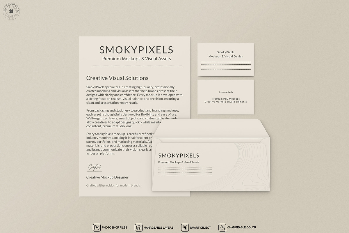Premium Stationery Mockup Set, a Product Mockup by SmokyPixels (Photo 3 of 6)