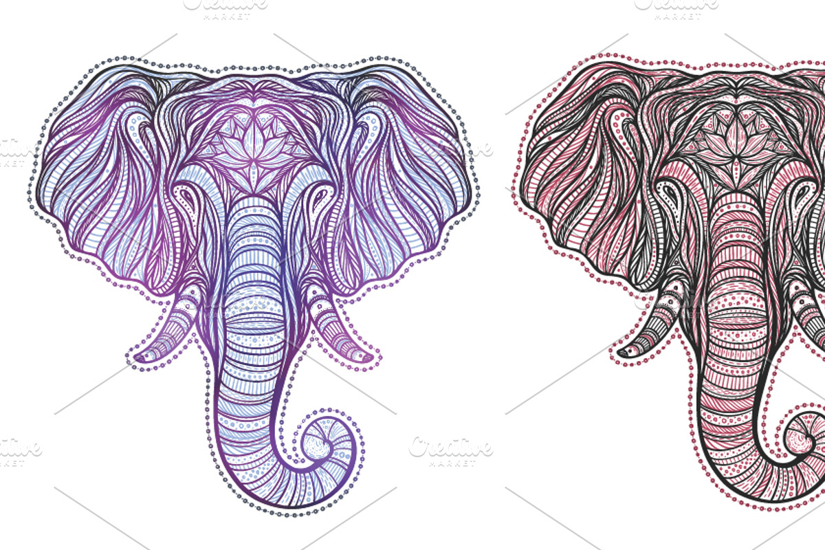 Vector elephant set, an Animal Illustration by IreneArt illustrations (Photo 7 of 8)