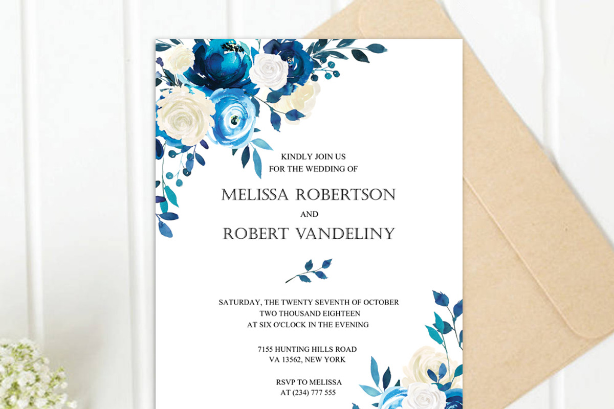 Navy Wedding Invitation Template SET, an Invitation Template by DreamsClipArt (Photo 3 of 3)