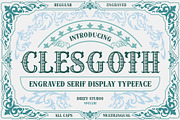 Clesgoth - Serif Engraved Font, a Serif Font by Drizy (Thumbnail 1 of 10)