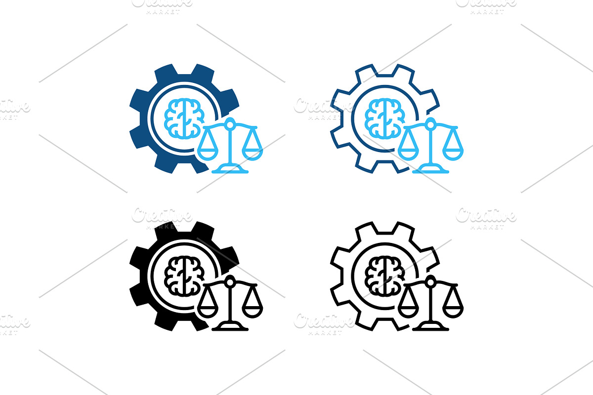 Gear and scales brain icon legal, a Solid Icon by Design Store (Photo 1 of 2)
