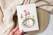 Pastel snowman watercolour clipart, a Decorative Illustration by Hello My Print (Thumbnail 5 of 10)