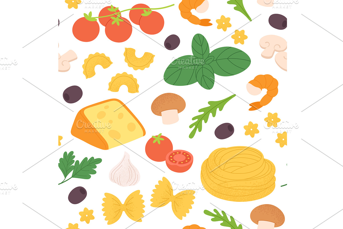 Italian pasta pattern. Fresh raw, a Graphic by LadadikArt