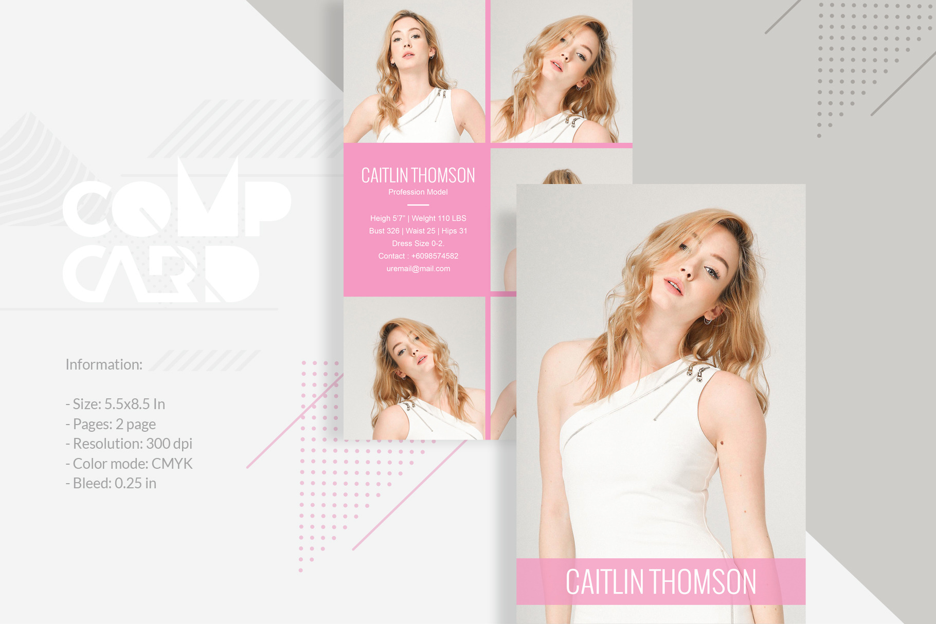 5.5x8.5 Fashion Model Comp Card, a Card Template by TemplatesForest