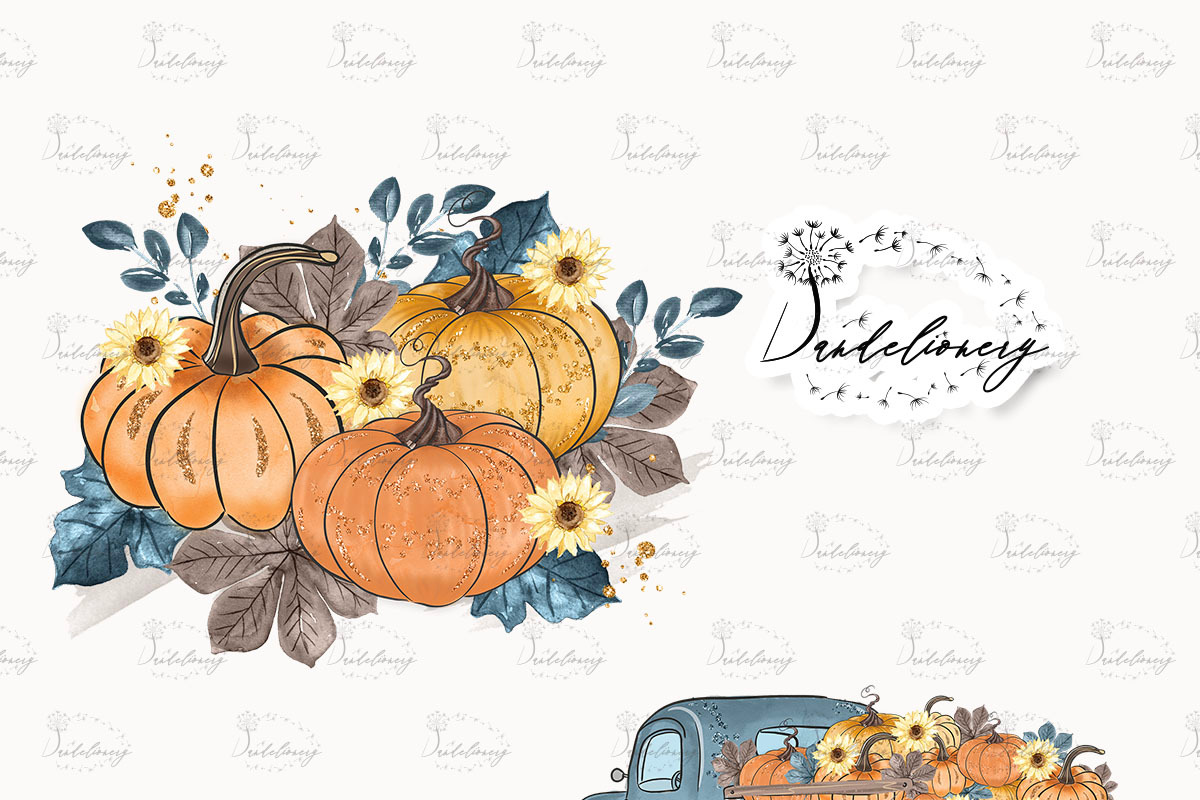 Pumpkin Truck Blue design, an Illustration by designloverstudio (Photo 3 of 4)