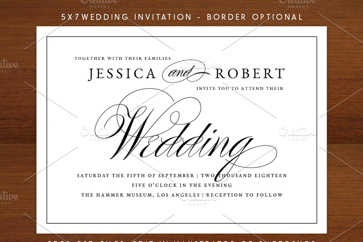 Elegant Script BW Wedding Invitation, an Invitation Template by becky nimoy (Photo 2 of 4)