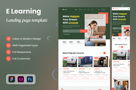 Linelab - E Learning Landing Page, a Landing Page Template by SLAB! Design