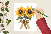 Black Eyed Susan Watercolor Cliparts, an Illustration by RobertsArt (Thumbnail 4 of 7)