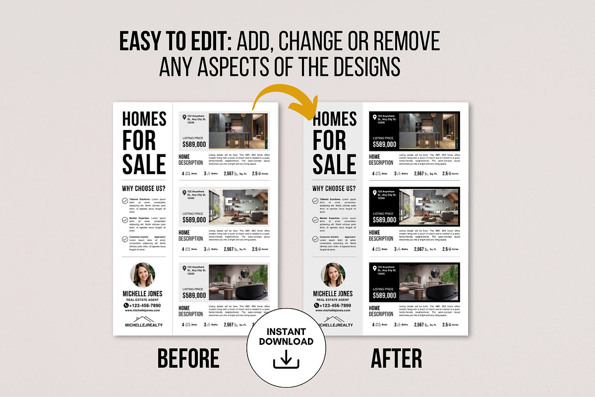 Homes for Sale Flyers Canva Template, a Flyer Template by CreativeVinesStore (Photo 7 of 8)