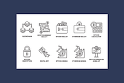 Bitcoin & Cryptocurrency Line Icons, an Outline Icon by Flat Icons (Thumbnail 2 of 4)