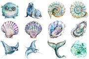 Watercolor Under the Sea Clipart, an Illustration by DreamCafeArt (Thumbnail 4 of 8)