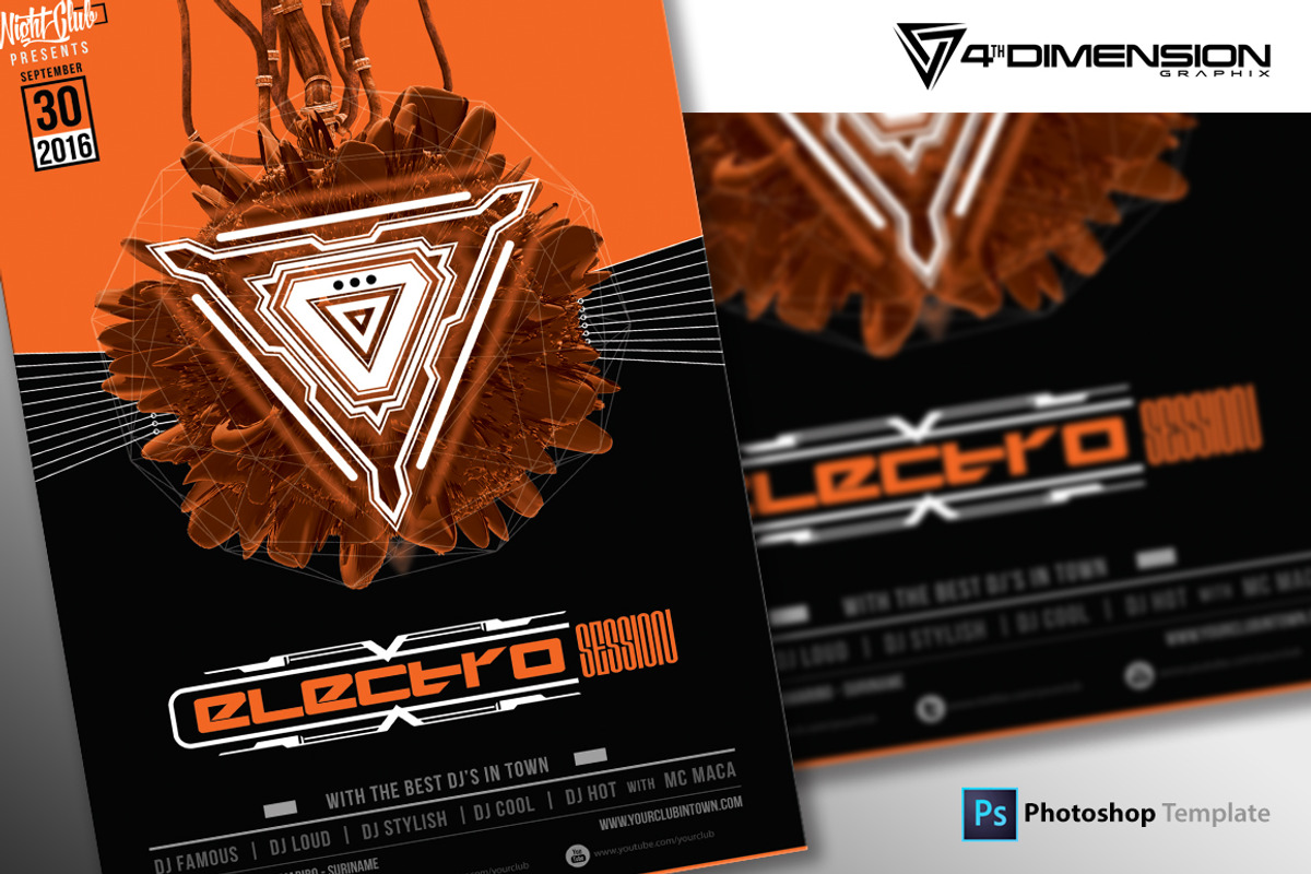 Electro Session Flyer Template, a Flyer Template by Ravi Rajcoomar (Photo 2 of 3)