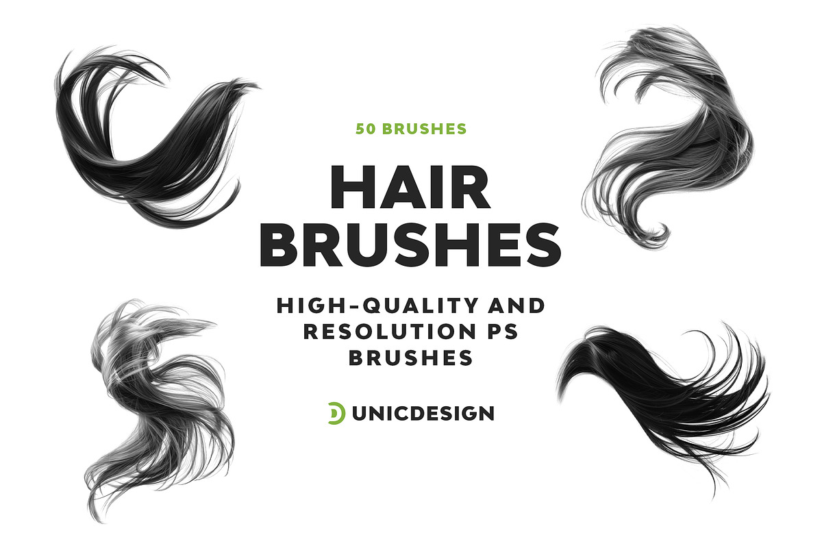 Hair Photoshop Brushes, a Brush Add-On by UnicDesign