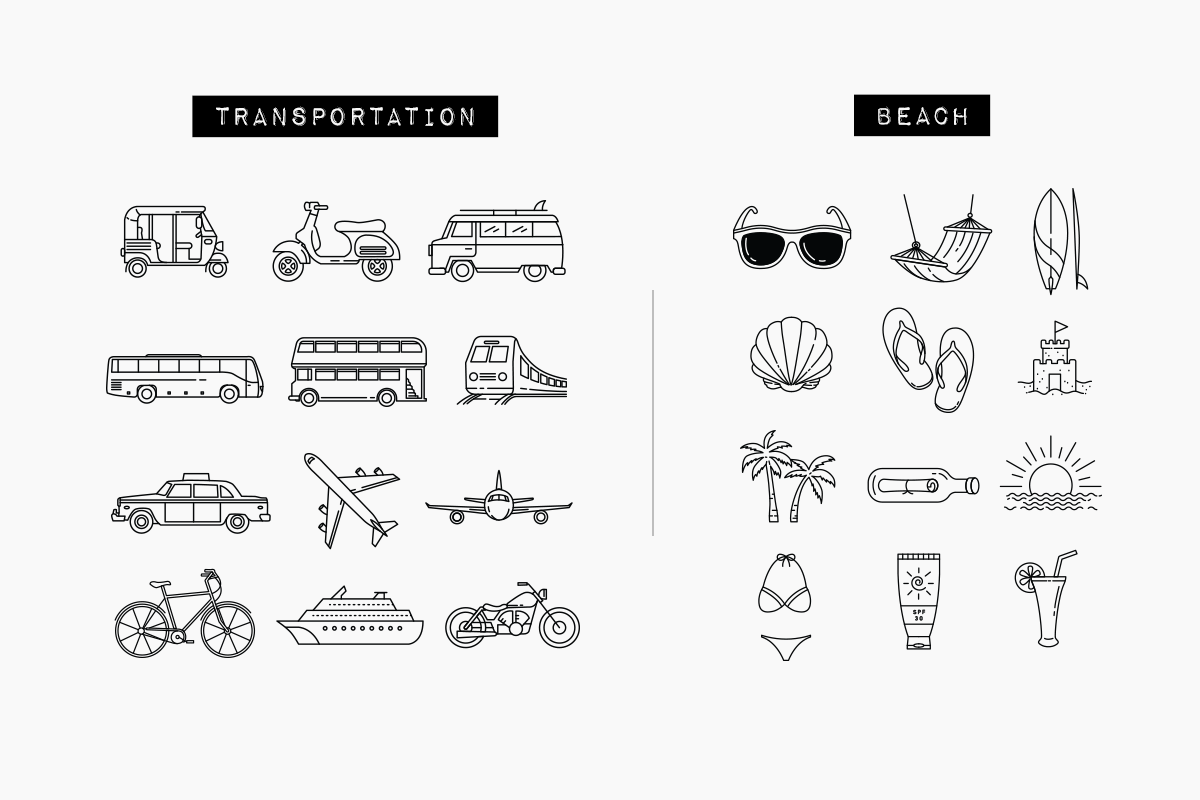 281 Travel Icons Set - Bundle, an Outline Icon by Hatch Design Workshop (Photo 14 of 19)