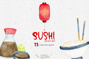 Watercolor Sushi Clipart