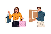 People buyers with shopping bags set, a Person Illustration by PaperTrident (Thumbnail 5 of 5)