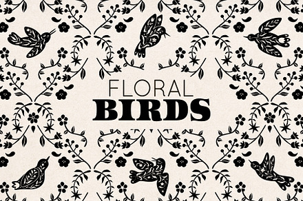 FLORAL BLACK BIRD SILHOUETTES Spring