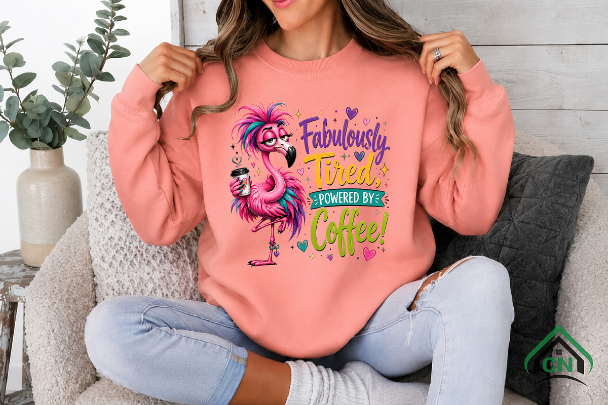 Fabulously Tired Coffee Flamingo PNG, a Seasonal Illustration by Craft Nest (Photo 3 of 5)