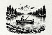 Vintage Fishing Engraving Graphics, a Sport Illustration by DENIDigitalArtSudio (Thumbnail 4 of 8)