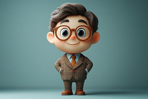 Cartoon character wearing a suit and, a Photo by Tanuart