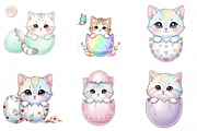 Easter Eggshell Cats PNG Clipart., an Animal Illustration by KennedyStudio (Thumbnail 3 of 5)