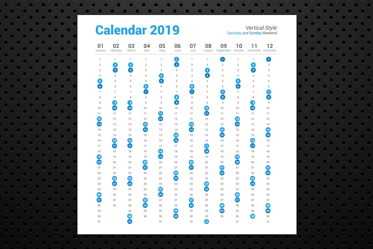 Calendar 2019 Vertical Design, a Stationery Template by WORAKAMON Design Studio (Photo 4 of 4)
