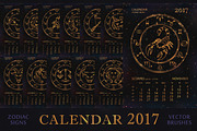SET / 2017 CALENDAR / golden ZODIACS, an Animal Illustration by Nadin_Lebedeva (Thumbnail 1 of 9)