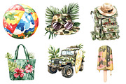 Camouflage Summer Clipart Bundle, an Illustration by Watercolor design (Thumbnail 3 of 5)