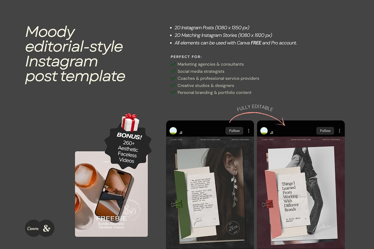 Black Canva Instagram Post Template, a Social Media Template by And Done Studio (Photo 7 of 8)
