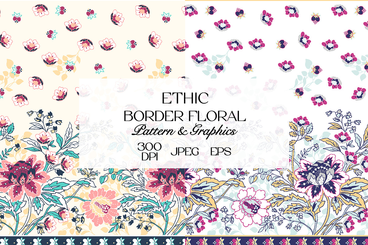 Ethnic Border Floral Pattern, a Pattern Graphic by StudioGlouna (Photo 1 of 9)