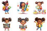 Black Kids Back to School Clipart, a Seasonal Illustration by Designking (Thumbnail 4 of 5)