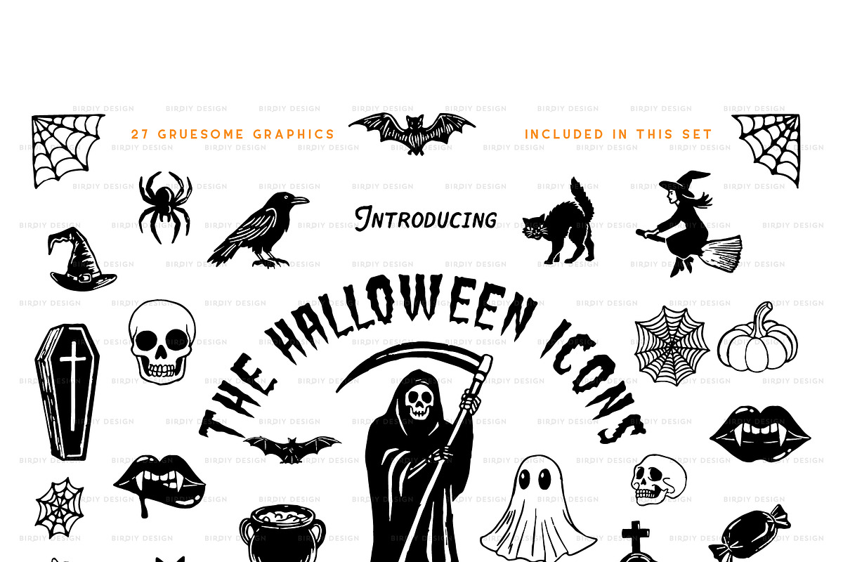 Halloween Icons Hand Drawn Graphics, a Solid Icon by BirDIY Design (Photo 3 of 9)